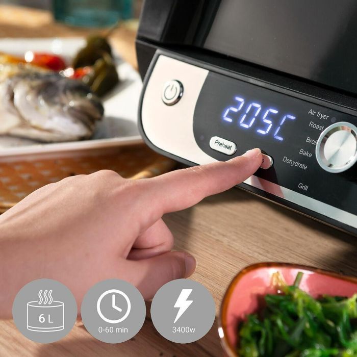 Freidora de Aire con Grill, Accesorios y Recetario InnovaGoods Fryinn 12-in-1 6000 Negro Acero 3400 W 6 L 12 Freidora de Aire con Grill, Accesorios y Recetario InnovaGoods Fryinn 12-in-1 6000 Negro Acero 3400 W 6 L 12
