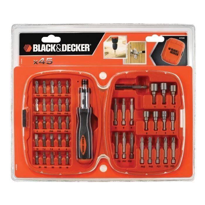 BLACK & DECKER Juego de atornillar de 45 piezas 1 BLACK & DECKER Juego de atornillar de 45 piezas 1
