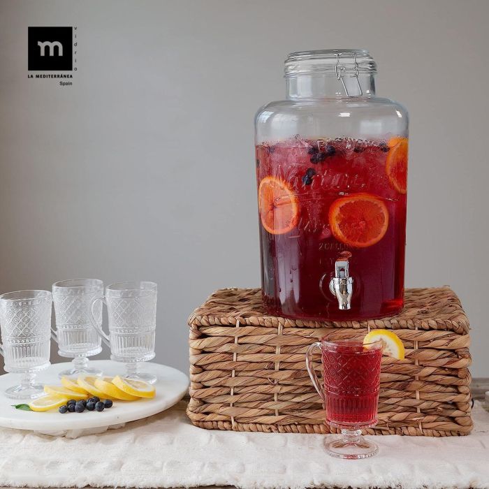 Tarro dispensador con grifo 8 litros vidrio - La Mediterranea (2 Unidades) 6 Tarro dispensador con grifo 8 litros vidrio - La Mediterranea (2 Unidades) 6