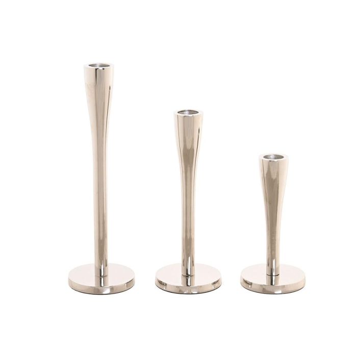 Candelabro Moderno DKD Home Decor Plateado 7.5 x 25 x 7.5 cm Set de 3 Candelabro Moderno DKD Home Decor Plateado 7.5 x 25 x 7.5 cm Set de 3