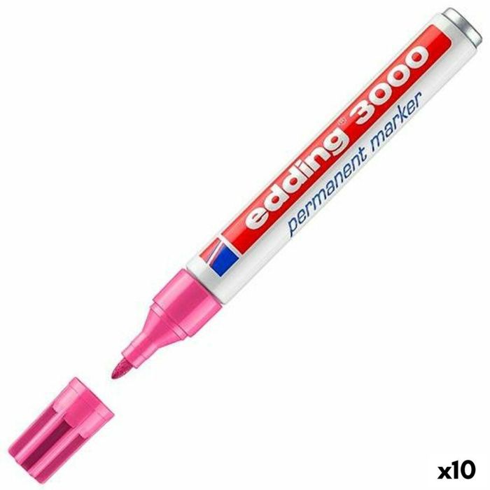 Rotulador permanente Edding 3000 Rosa (10 Unidades) Rotulador permanente Edding 3000 Rosa (10 Unidades)