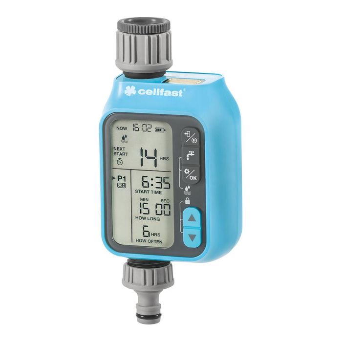 Cellfast Programador de riego electrónico Chronos con sensor de lluvia, fácil programación, roscas 3/4" y 1" Cellfast Programador de riego electrónico Chronos con sensor de lluvia, fácil programación, roscas 3/4" y 1"