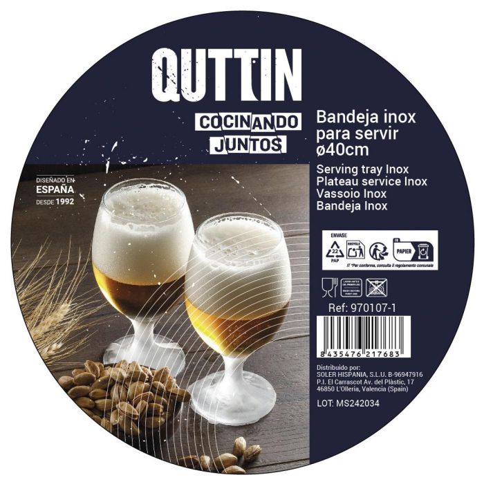Quttin Bandeja para Servir Redonda de 40 cm de Diámetro y 2 cm de Alto (8 Unidades) 4