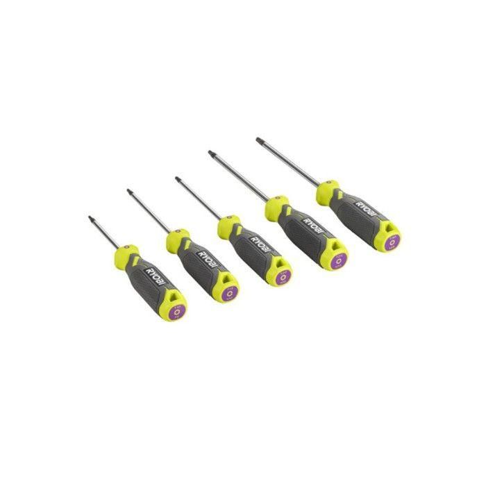 Juego de 5 destornilladores magnéticos RYOBI Torx - RHSDST5 1 Juego de 5 destornilladores magnéticos RYOBI Torx - RHSDST5 1