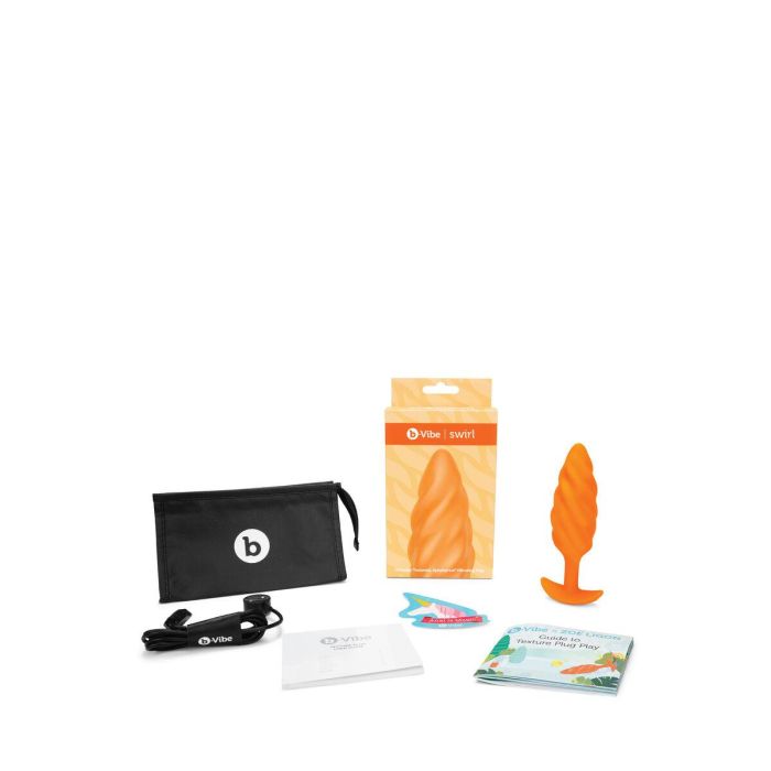 Plug Vibrador Anal B-Vibe Swirl Texture Naranja 2 Plug Vibrador Anal B-Vibe Swirl Texture Naranja 2