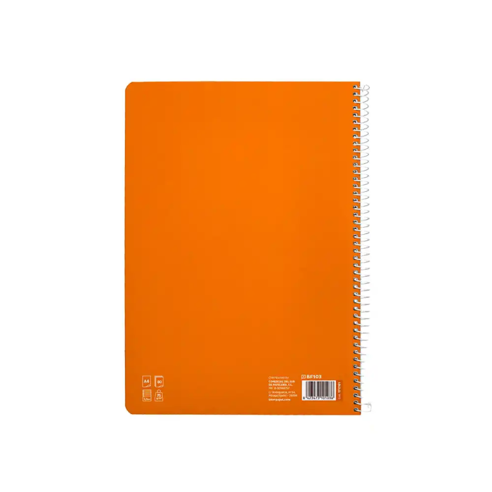 Liderpapel Cuaderno espiral A4 Pautaguía tapa blanda 80 hojas 75gr cuadro pautado 2,5mm color naranja 2