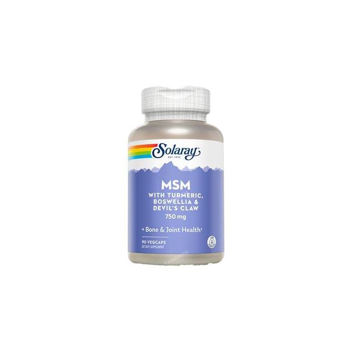 SOLARAY MSM Turmeric Boswellia Devil's Claw, apoyo articulaciones, 90 cápsulas vegetales