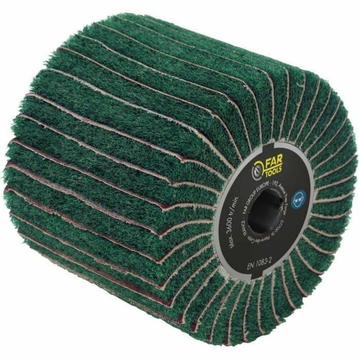 Fartools Cepillo de Fibra Sintética y Cuchillas Abrasivas Ø120mm L100mm Grano A240/A120 para Lijar Pulir Satinar Madera y Metal Fartools Cepillo de Fibra Sintética y Cuchillas Abrasivas Ø120mm L100mm Grano A240/A120 para Lijar Pulir Satinar Madera y Metal