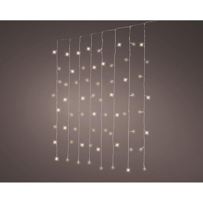 Lumineo Cortina LED Interconectable, Luz Blanca Cálida, 200 LEDs, 1,5x2m, Exterior IP44, Temporizador 8h
