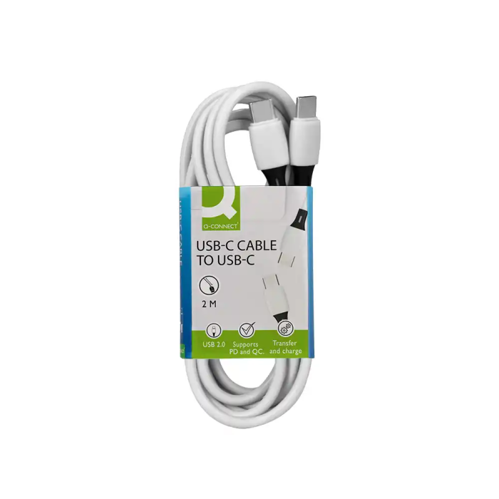 Q-connect Cable USB-C a USB-C PVC Longitud 2m Blanco 1