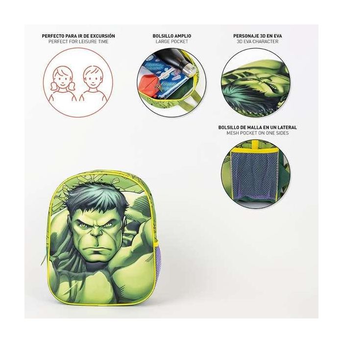 Mochila infantil 3D avengers hulk 25.0 x 31.0 x 10.0 cm 3