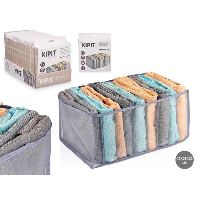 Organizador Kipit 9 compartimentos para suéter y pantalón, 44x20x29 cm, gris, nylon (24 Unidades) Organizador Kipit 9 compartimentos para suéter y pantalón, 44x20x29 cm, gris, nylon (24 Unidades)
