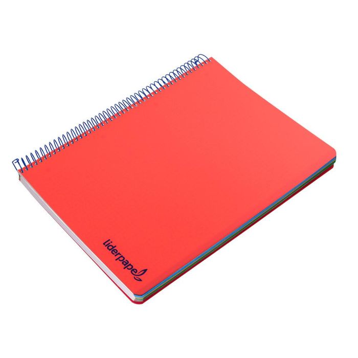 Cuaderno Espiral Liderpapel A4 Micro Wonder Tapa Plastico 120H 90 gr Cuadro 5 mm 5 Bandas 4 Taladros Color Rojo 4