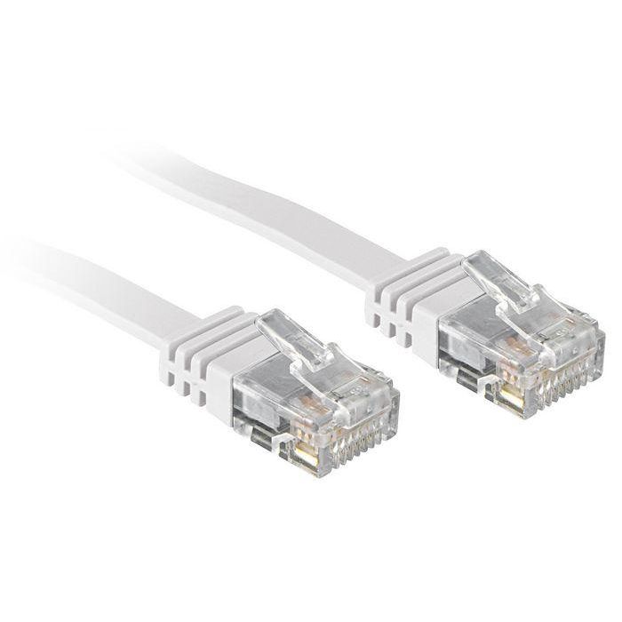Lindy 5m Cat.6 U/UTP Flat Network Cable, White Lindy 5m Cat.6 U/UTP Flat Network Cable, White