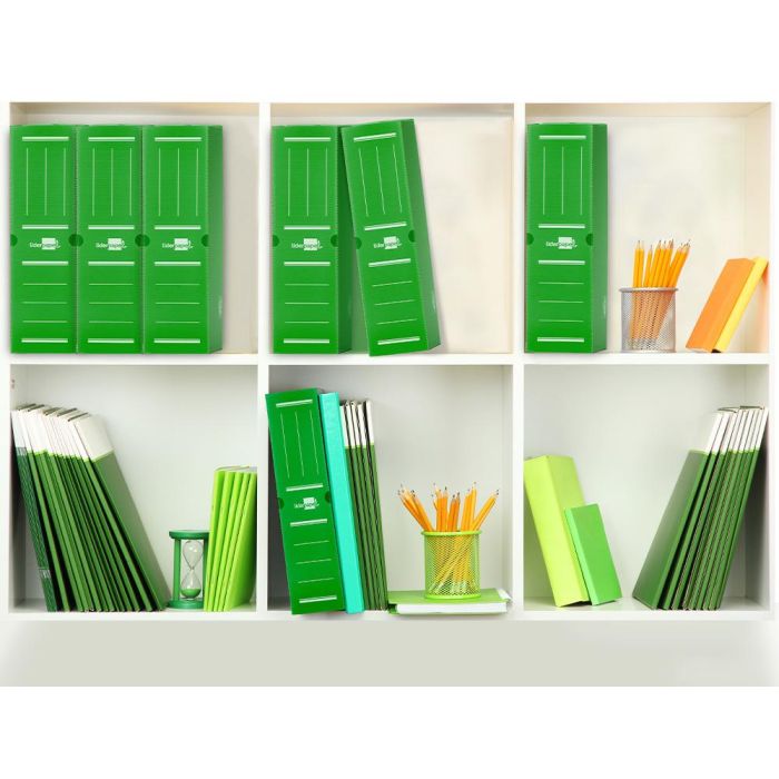 Caja Archivo Definitivo Plastico Liderpapel Lomo 100 mm Verde 360x100x260 mm 5 unidades 1