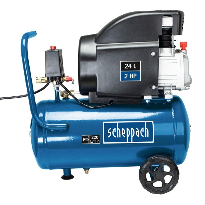 Scheppach HC26 Compresor de aire horizontal 24L 1500W 8 bares con 280ml aceite 5 Scheppach HC26 Compresor de aire horizontal 24L 1500W 8 bares con 280ml aceite 5
