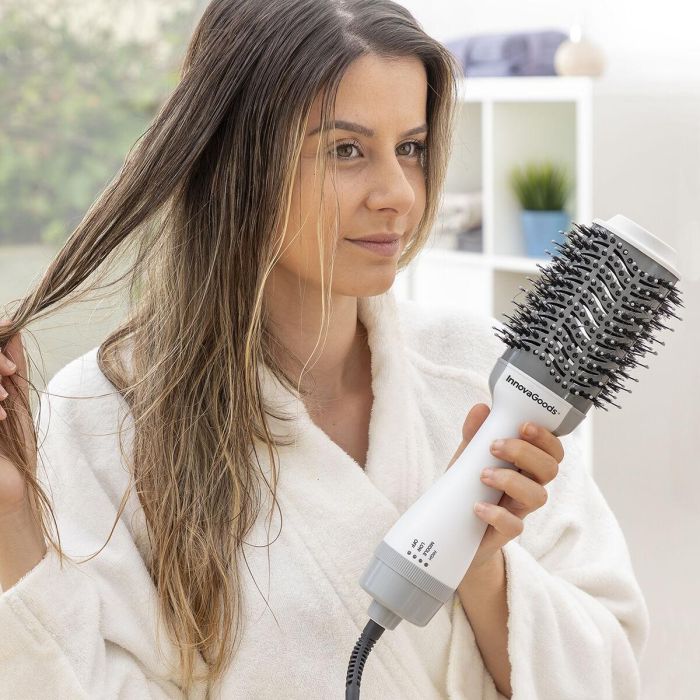 Cepillo Secador y Voluminizador Iónico Volumio InnovaGoods Blanco Gris 1000 W 4 Cepillo Secador y Voluminizador Iónico Volumio InnovaGoods Blanco Gris 1000 W 4