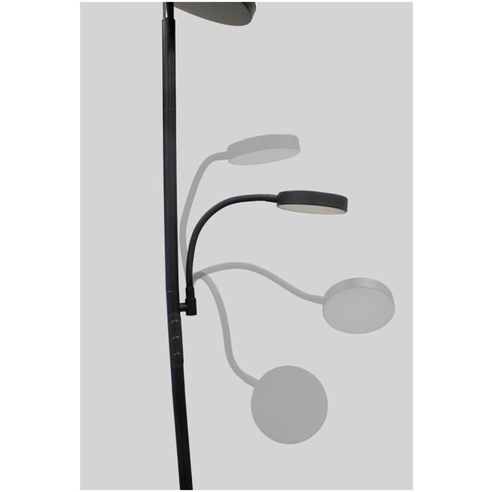 Lámpara de pie led dencel, 30+6 W, 3cct dim 3000 lm, negra, ø25 x 175 cm 3