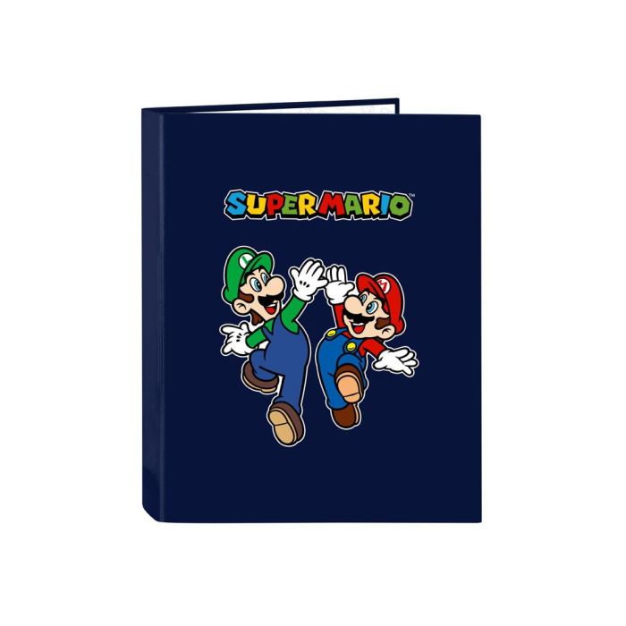 Carpeta de anillas Super Mario 26.5 x 33 x 4 cm Azul marino A4