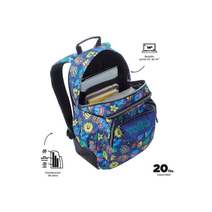 Totto Mochila escolar Ecole mediana MA04ECO002-2416N-8JZ 33x44x13,5 cm 20L 2 Totto Mochila escolar Ecole mediana MA04ECO002-2416N-8JZ 33x44x13,5 cm 20L 2