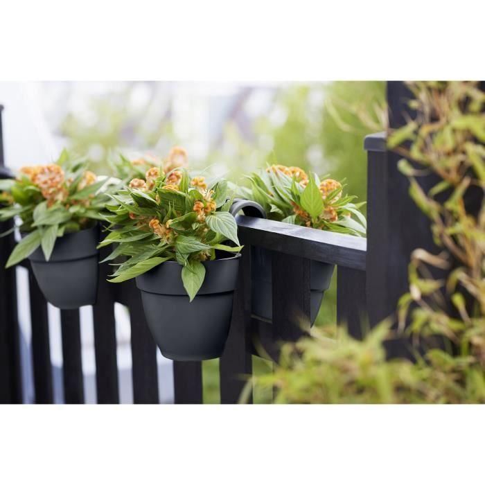 ELHO - Maceta - Vibia Campana Flower Twin 21 - Antracita - Balcón exterior - L 38,4 x An 20,5 x Al 26,5 cm 1 ELHO - Maceta - Vibia Campana Flower Twin 21 - Antracita - Balcón exterior - L 38,4 x An 20,5 x Al 26,5 cm 1