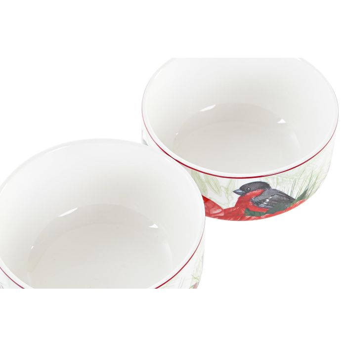 DKD Home Decor Bol Navidad Tradicional Porcelana 400ml Rojo Verde Set 4 Unidades Apto Microondas Lavavajillas 2