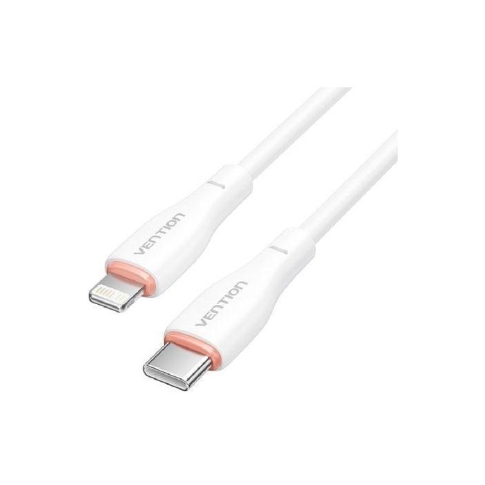 Cable USB Tipo-C Lightning Vention H28WF/ USB Tipo-C Macho - Lightning Macho/ 1m/ Blanco