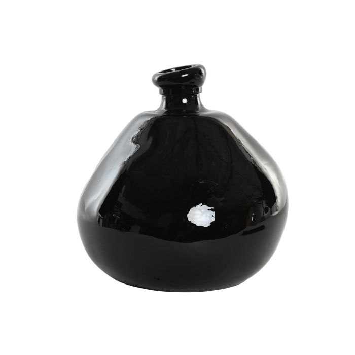 DKD Home Decor Jarrón Urban Negro de Cristal Reciclado con Diseño Orgánico 31x31x32 cm y 11 Litros de Capacidad