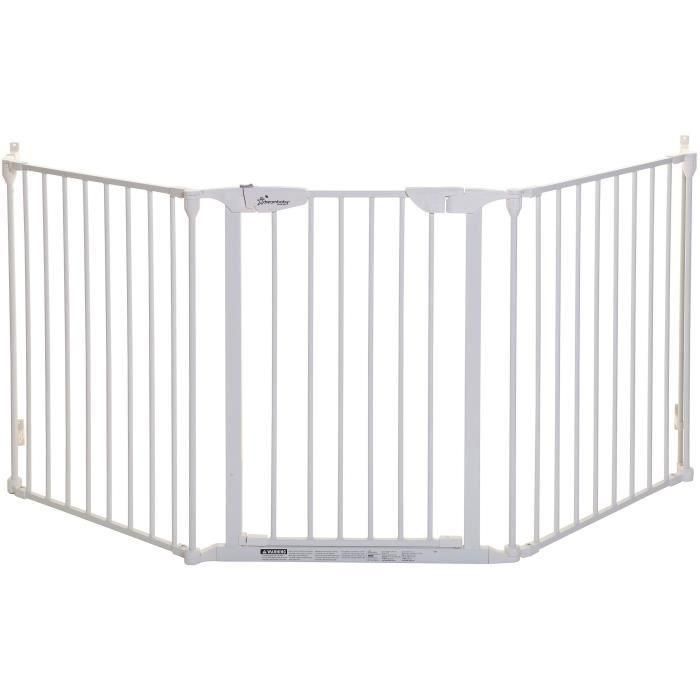 Barrera de seguridad - DREAMBABY - NEWPORT - 3 paneles - 85,5-200 x 74 cm - Bidireccional - Blanco