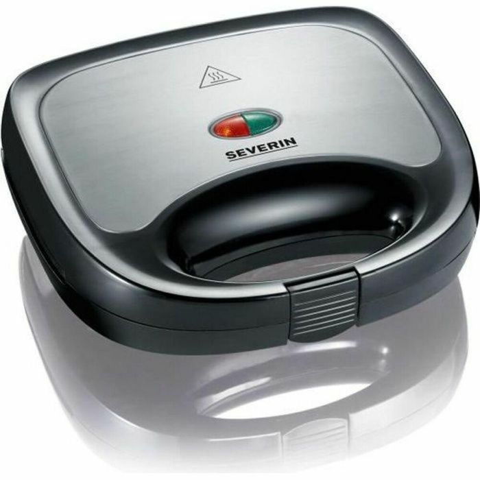 Severin SA-2969 Mister Crunch Machine Negro 600W con Placas Antiadherentes y Cuerpo de Acero Inoxidable Fácil Limpieza