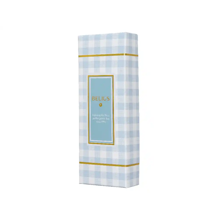 Belius Roller Pen Picnic Collection, Aluminio Azul Celeste Dorado, Tinta Negra 0.7 mm, Caja de Diseño 2