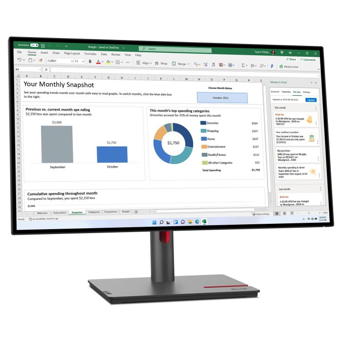Lenovo ThinkVision P27h-30 27" 2560x1440 4ms Monitor Negro 5