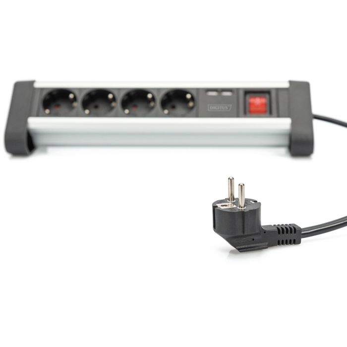 Digitus 4-Fach Steckdosenleiste mit 2xUSB-A und Schalter Schwarz/Silver 5 Digitus 4-Fach Steckdosenleiste mit 2xUSB-A und Schalter Schwarz/Silver 5