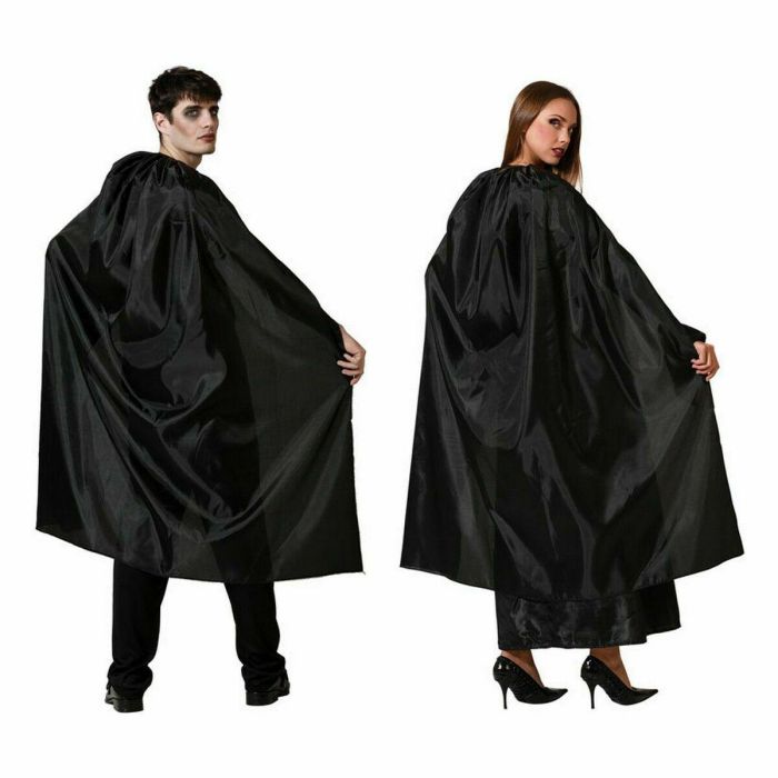 Capa Larga Negra 130 cm Unisex Para Disfraz De Vampiro O Señor Tenebroso - Ideal Para Condes Vampíricos, Brujos O Guardianes De La Oscuridad