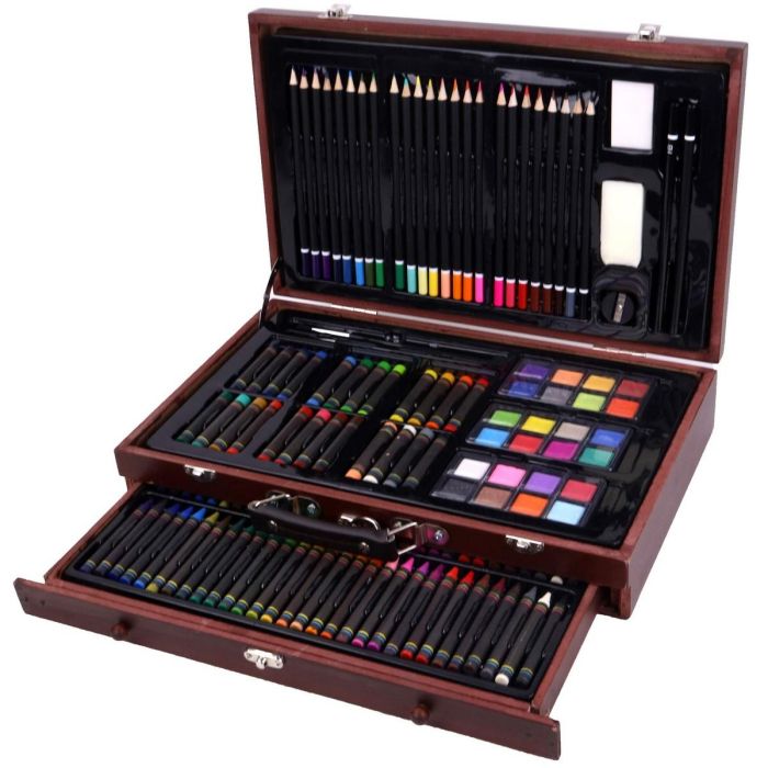 MGM Cajonera de madera 'Mano del Artista' 140 piezas – Kit completo de materiales de dibujo, pintura y pasteles para ocio creativo 5
