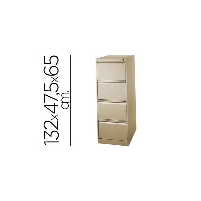 Fichero Cajones De Suelo Metal 4 Cajones 132 cm Alto 65 cm Prof 47,5 Ancho Beige N.34 gruias Telescopicas Antivuelco