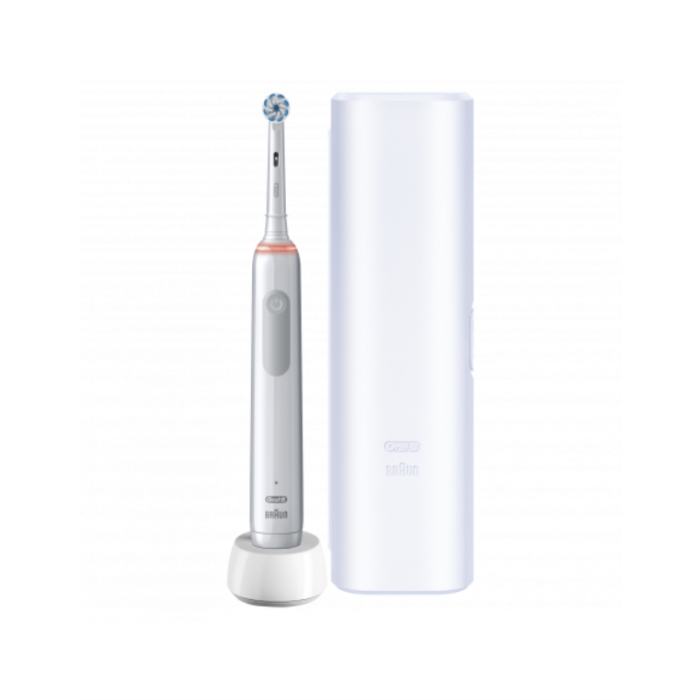 Oral-B Pro 3 3500 Cepillo Dental Eléctrico Giratorio para Adulto, Batería Recargable, Color Blanco, con Estuche de Viaje