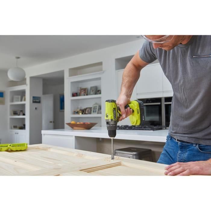 Ryobi R18PD2-215G Taladro de Impacto Inalámbrico Compacto 18V, Mandril 10mm, con 2 Baterías 1.5Ah y Cargador 3