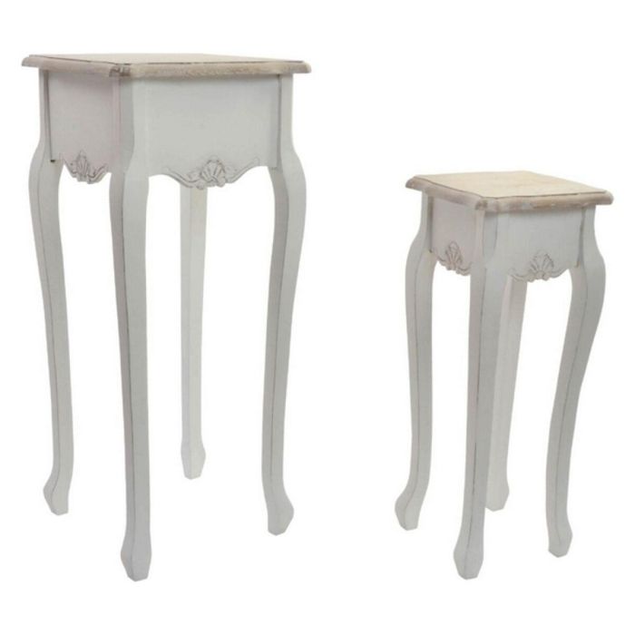 Mesita Auxiliar Tradicional DKD Home Decor Blanco Natural 35 x 80 x 35 cm Set de 2 Mesita Auxiliar Tradicional DKD Home Decor Blanco Natural 35 x 80 x 35 cm Set de 2