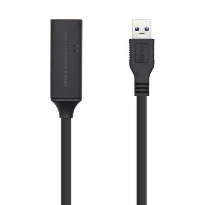Aisens A105-0408 Cable Alargador USB 3.0 con Amplificador Macho-Hembra 10m Negro SuperSpeed 5 Gbit/s con Alimentador 5V/2A 2