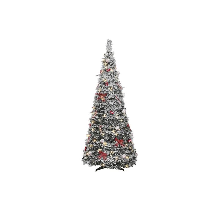 DKD Home Decor Árbol de Navidad Tradicional de PVC y LED, Plegable y Desmontable, en Rojo y Blanco, 71x71x180 cm, con protección IP44 6