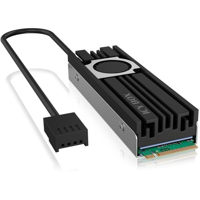 ICY BOX IB-M2HSF-703 Disipador Térmico para SSD M.2 con Ventilador Negro/Gris de Aluminio y Silicona