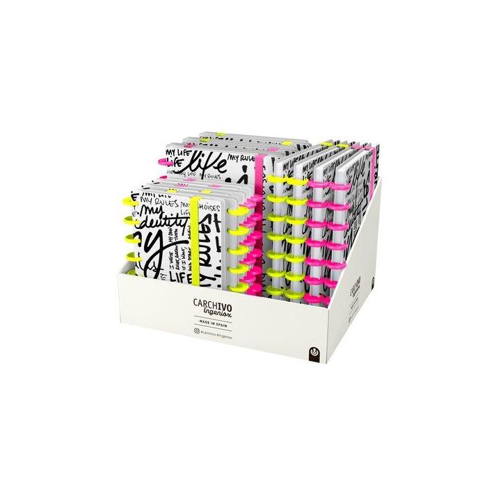 Bloc Carchivo Ingeniox Edit My Life Tapa Pp Surtido Exposiitor De 16 (10X A5 Hz. + 6 Mini Dots)