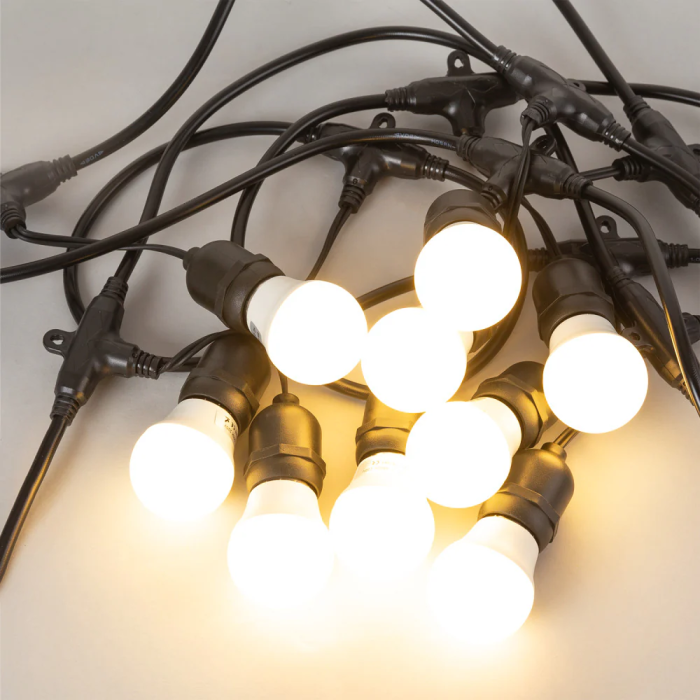 Cadena Portalámparas E27 40 Unidades 20 Metros IP65 sin Bombillas [HO-CAD-20M-40xE27]