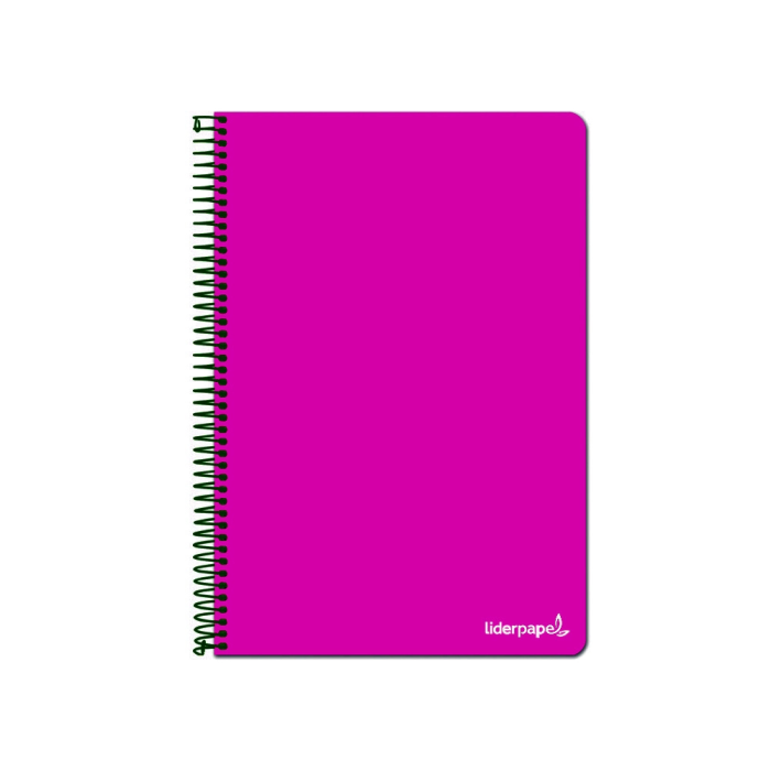 Liderpapel Cuaderno Espiral Folio Tapa Blanda 80 Hojas Pauta 2.5 mm con Margen Color Rosa 60gr 1