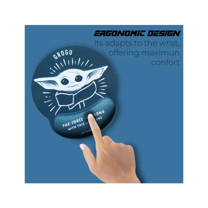 Wondee Alfombrilla Ratón Gel Ergonómica Mandalorian Grogu Star Wars Antideslizante Cómoda Lavable 250x20x230 mm 5