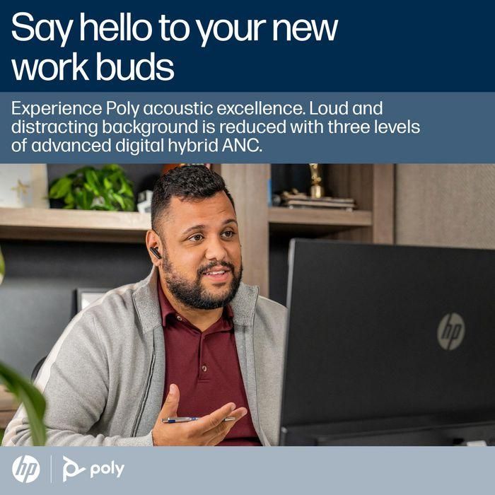 Poly BT700 Voyager Free 60 UC Auriculares In-ear Inalámbricos ANC Carbon Black con Adaptador USB-A y Estuche de Carga Básico 3