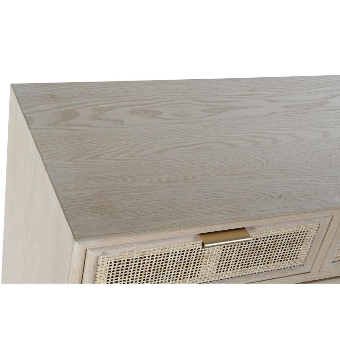 DKD Home Decor Cómoda Scandi Rejilla Natural 5 Cajones Paulownia MDF Marrón Claro Dorado 39.5 x 81 x 80 cm 1