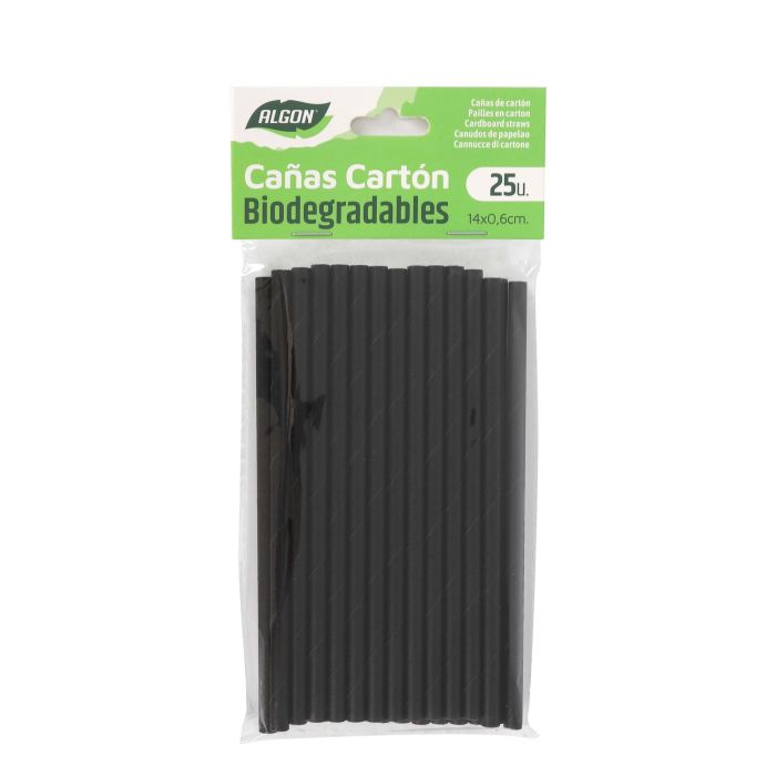 Set de 25 pajitas de cartón negras 140x6 Algon (24 Cajas) 1 Set de 25 pajitas de cartón negras 140x6 Algon (24 Cajas) 1