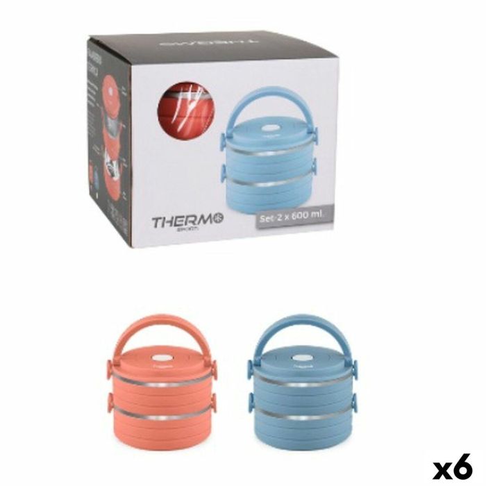 Set de Fiambreras ThermoSport Azul Rojo Acero Plástico 600 ml 2 Piezas (6 Unidades)